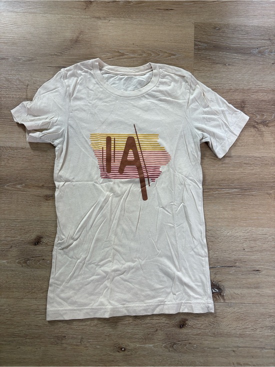 Bella Canvas Tops - Iowa Cream Graphic Tee with Sunset Stripe Print
